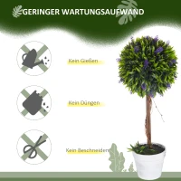 HOMCOM Set van 2 kunstplanten inclusief plantenbak en kunstmos, kunstmatige lavendelstelen, wit+groen+paars(m-6)