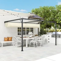 Outsunny 4 x 3 m Pergola, with Sliding Canopy - Cream(m-10)