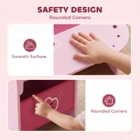 AIYAPLAY Kids Table and Chair Set, Children Desk and Chair with Storage Bins for Playing, Reading, Painting, for Ages 3-5, Pink(m-6)