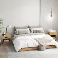 HOMCOM Pack de 2 Mesitas de Noche con Cajón y Compartimento Abierto para Salón 39x28x41 cm Natural(m-2)
