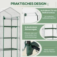 Outsunny Kas met Planken, Weerbestendig, Oprolbare Deur, 70 cm x 50 cm x 160 cm, Wit + Zwart(m-6)