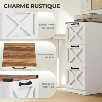 HOMCOM Caisson de Bureau avec 3 Tiroirs, Dossiers Suspendus pour Formats Lettre/A4, Style Rustique, 40x40x101cm, Blanc(m-4)