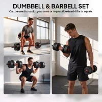 HOMCOM 20kg 2 IN 1 Adjustable Dumbbells Weight Set, Dumbbell Hand Weight Barbell for Body Fitness, Lifting Training for Home, Office, Gym, Black(m-4)