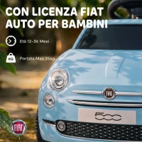 AIYAPLAY Macchina Cavalcabile per Bambini 12-36 Mesi Licenza Fiat con Musica e Clacson, Blu(m-3)