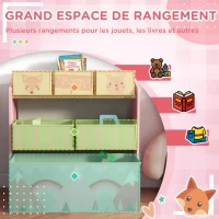 ZONEKIZ Meuble de rangement enfant avec 6 boîtes amovibles en tissu non tissé Organisateur de jouets, étagère 63L x 30l x 66H cm(m-4)