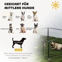 PawHut Hondenhek, Huisdierenren, 6 Panelen, Staal, Opvouwbaar, Zwart(m-7)