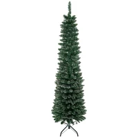 HOMCOM Albero di Natale Innevato Slim con 443 Rami, Base Rimovibile e Pieghevole, Ø48x165cm, Verde(m-10)