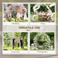Outsunny 280cm Gold Backdrop Stand, Round Metal Wedding Arch for Birthday Party, Bridal Shower, Graduation, Ceremony(m-6)
