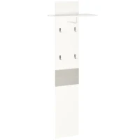 HOMCOM Móvel Cabide de Entrada com 4 Ganchos Cabide de Parede com Barra Suspensa de Alumínio 50x23,5x160cm Branco e Cinza(m-11)