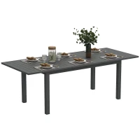 Outsunny Uitschuifbare Tuintafel Aluminium 160/220x90 cm Weerbestendig, Antislip Buffettafel Grijs(m-11)