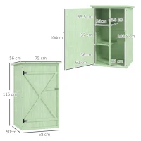 Outsunny Wooden Small Shed, Garden Storage Shed with Shelves and Bolt Latch, 75L x 56W x115H cm, Green(m-3)