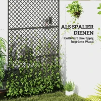 Outsunny Ruimteverdeler voor buiten, metalen wandscherm voor terras, veranda, tuin, vrijstaand klimrooster, staal, zwart(m-4)