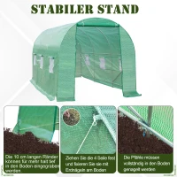 Outsunny Ruime Kas voor Elk Seizoen - Groen 445 x 190 x 200 cm(m-7)