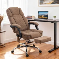 HOMCOM Office Chair with 6-Point Vibration Massage and Heat, Executive Computer Desk Chair with High Back, Reclining, Brown(m-10)