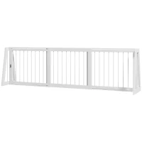 PawHut Hondenhek, Uitschuifbaar Vrijstaand Hek met 3 Panelen, 56 x 71-190 cm, Houten Hek voor Trap, Deuren, Keuken, Kleine Honden, Wit(m-1)