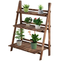 Outsunny Plantenetagere bloementrap bloemenbank plantenrek standaard 3 trappen vurenhout(m-10)