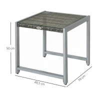 Outsunny Tuinbijzettafel, rotan tafel, poly-rotan tuintafel, onderhoudsvriendelijke tuinmeubelen(m-3)