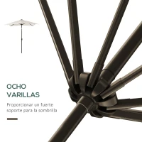Outsunny Parasol de Terraza Exterior 2,7x2x2,5 m con Techo Inclinable hasta 45° Luces LED Solares y Manivela Blanco Crema(m-7)