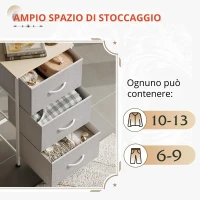 Comò con 3 cassetti, piano in legno inodore, cassetti pieghevoli in tessuto, 39,8x29,8x75,1 cm, Grigio chiaro(m-7)