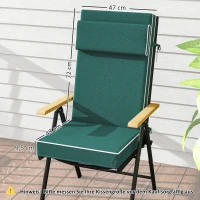 Outsunny Zitkussen 120 x 47 x 9,5 cm Waterafstotend met Banden, Hoofdsteun, UPF50+ Groen(m-3)