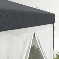 Outsunny 4M Hexagon Gazebo, Netting Party Tent, Patio Canopy Outdoor Event Shelter for Activities, Shade Resistant, Dark Grey(m-9)