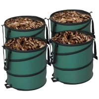 Outsunny Tuinafvalzak 4x86L Waterdicht met Draagschlaufen & Handvatten, Stabiel Robuust Groen(m-11)