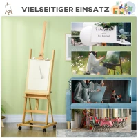 Vinsetto Schildersezel, Kunstenaarsezel, Verstelbaar in hoogte, 4 wielen, Natuur + Zwart(m-8)