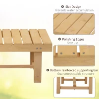 Outsunny Wooden Garden Benches, 2 Seater Outdoor Benches, Fir Wood Backless Patio Loveseat with Slatted Seat for Park, 110 x 38 x 35 cm, 5 Pieces, Natural Wood Finish(m-6)