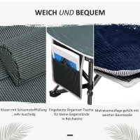 Outsunny Campingbed, Opvouwbaar met Kussen, 188 x 64,5 x 53 cm, Donkerblauw+Grijs(m-7)