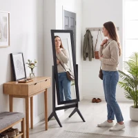 HOMCOM Freestanding Adjustable Angle Dressing Mirror, Full Length Mirror for Bedroom, Living Room, 148 x 47 cm, Black(m-7)
