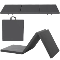 HOMCOM Gymnastics Mat, Tri-Fold Crash Exercise Pad, 6FT 2" Thick Foldable Workout Mat with Handles for Home Training, Grey(m-11)
