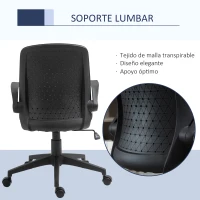 Vinsetto Silla de Oficina Ergonómica Silla Escritorio Giratoria para Adolescentes Ajustable en Altura con Reposabrazos Abatible Soporte Lumbar y Respaldo Transpirable Ligera 57x61x93-102 cm Negro(m-6)