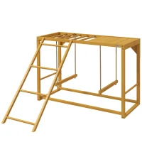 PawHut Kippenspeeltoestel met Schommels en Ladder, voor 3-4 Kippen, Kippenklimtoestel van Hout(m-10)