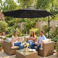 Outsunny 3m Overhanging Cantilever Parasol, with Cross Base - Black(m-13)