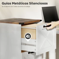 HOMCOM Cajonera Escritorio con 4 Cajones Soporte para Impresora con Riel Colgante para A4 y Carta 40x40x131 cm Blanco(m-7)
