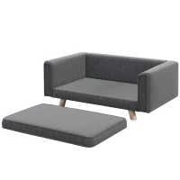 PawHut Elevated Dog Sofa Bed, with Cushion, for Medium and Small Dogs, Grey(m-1)