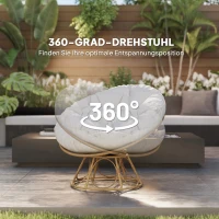 Outsunny Papasansstoel Rattan 360° draaibaar kuipstoel met zitkussen rond voor buiten(m-4)