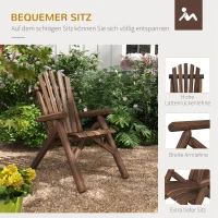 Outsunny Tuinstoel, Outdoor Hoge Rugleuning, tot 113 kg, weerbestendig, Grenenhout, Bruin(m-5)