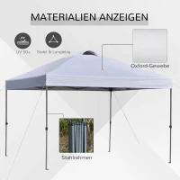 Outsunny Tuin-Paviljoen, Opvouwbare Paviljoen, Feesttent, Tuinpaviljoen Incl. Haringen Spanlijnen, Oxfordstof, 2,95 x 2,95 x 2,64 m, Wit(m-7)
