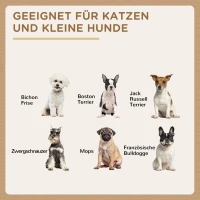PawHut Kattenhuis, voerbak met 2 roestvrijstalen kommen, krabmat, zacht ligkussen, 78 x 48 x 49,5 cm, grijs(m-7)