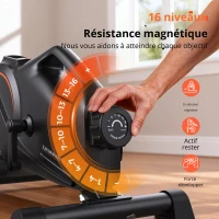 Pédalier d'entraînement, affichage LCD, gain de place, châssis métallique, 50x45x33 cm, noir(m-9)