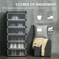 HOMCOM Meuble de rangement à chaussures modulable 6 cubes rectangulaires empilables - noir(m-4)