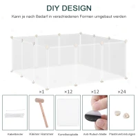 PawHut Box doe-het-zelf puppy-box kleine huisdieren loopbox 12 panelen wit(m-4)