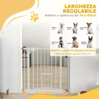 PawHut Cancellino per Cani con Porta Piccola, Montaggio a Pressione e Chiusura Automatica, 74-80x76.2cm, Bianco(m-3)
