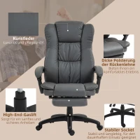 Vinsetto Verstelbare draaistoel met voetsteun, hoofdsteun, massagefunctie, kunstleer, 68,5x68,5x113-121cm, donkergrijs(m-8)