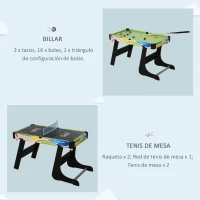 HOMCOM Mini Mesa Multijuegos Plegable 4 en 1 con Futbolín, Hockey, Billar y Ping-pong de Sobremesa 86,5x43,5x64 cm(m-6)