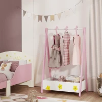 AIYAPLAY Baby Clothing Rack with Hangers, Storage Shelf for Bedroom, Star Theme, for Ages 3-6, Pink(m-10)