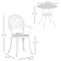 Outsunny Three-Piece Elegant Aluminium Garden Set - White(m-3)