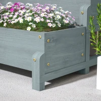 Outsunny 2-Tier Raised Garden Bed with Trellis, Wooden Elevated Planter Box with Drainage Holes, Outdoor Raised Planter for Climbing Plants, Fruits, Vegetables, Flowers, Grey(m-9)