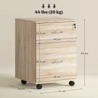 HOMCOM Two Drawer Lockable Filing Cabinet - Wood-Effect(m-3)